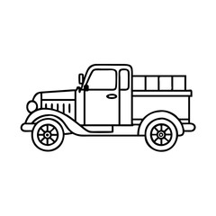 Classic Vintage Pickup Truck Illustration Line Art Drawing
