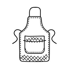 A handdrawn illustration of a classic kitchen apron with a pocket