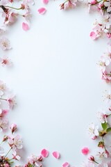 Spring-themed border with cherry blossoms and light pastel background