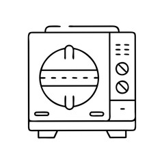 Vintage Retro Microwave Oven with Circular Design Element and Control Knobs