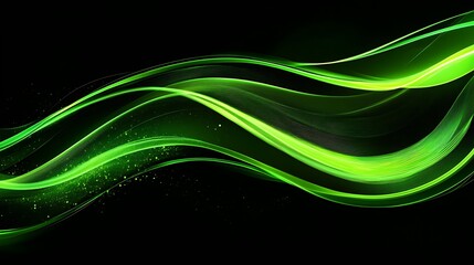 Obraz premium Abstract Green Waves on Black (1)
