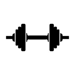 Dumbbell icon. Black silhouette. Front side view. Vector simple flat graphic illustration. Isolated object on white background. Isolate.
