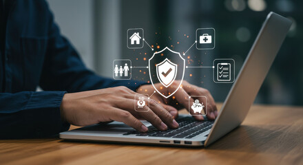 Naklejka premium Secure Life: Online Insurance Solutions for Home, Health, Family & Finance. Get Covered Today!