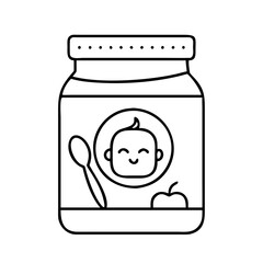 Adorable Baby Food Jar with Spoon and Apple Illustration
