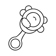 Adorable Baby Rattle Toy Illustration Black and White Line Art Design