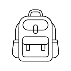 A Simple Line Drawing of a Classic Backpack for School Travel Hiking and Outdoor Adventures