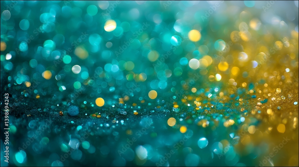 Aufkleber emerald green and golden yellow glitter particles shimmer gently in the background, creating a dream