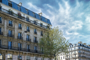 Paris, beautiful facades in the 7e arrondissement, rue de Sevres