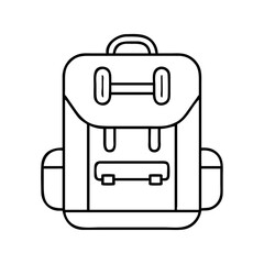 A Simple Line Drawing of a Classic Backpack for Hiking and Travel Adventures