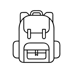 Line Art Illustration of a Classic Backpack for Travel Hiking and School