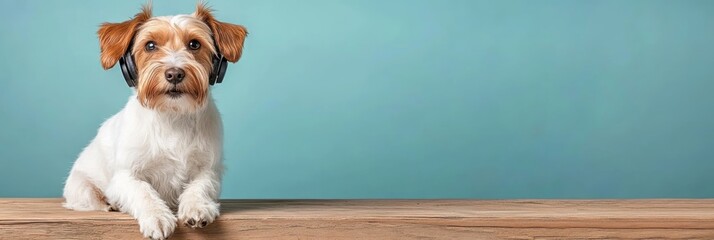 Adorable Dog /Puppy with Headphones