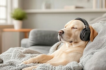 Adorable Dog /Puppy with Headphones