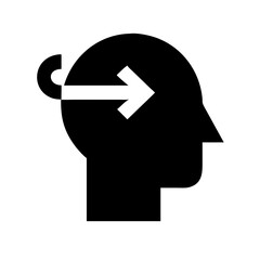 head side thinking glyph  vector flat icon