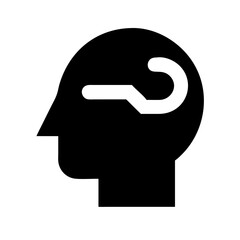 head side thinking glyph  vector flat icon