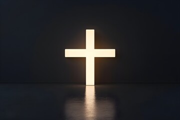 Obraz premium A white glowing cross on black background