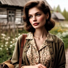 Vintage woman of femininity