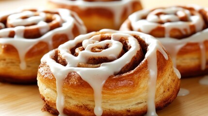 Cinnamon rolls sweet pastries with icing glaze freshly baked culinary treat delicious homemade food