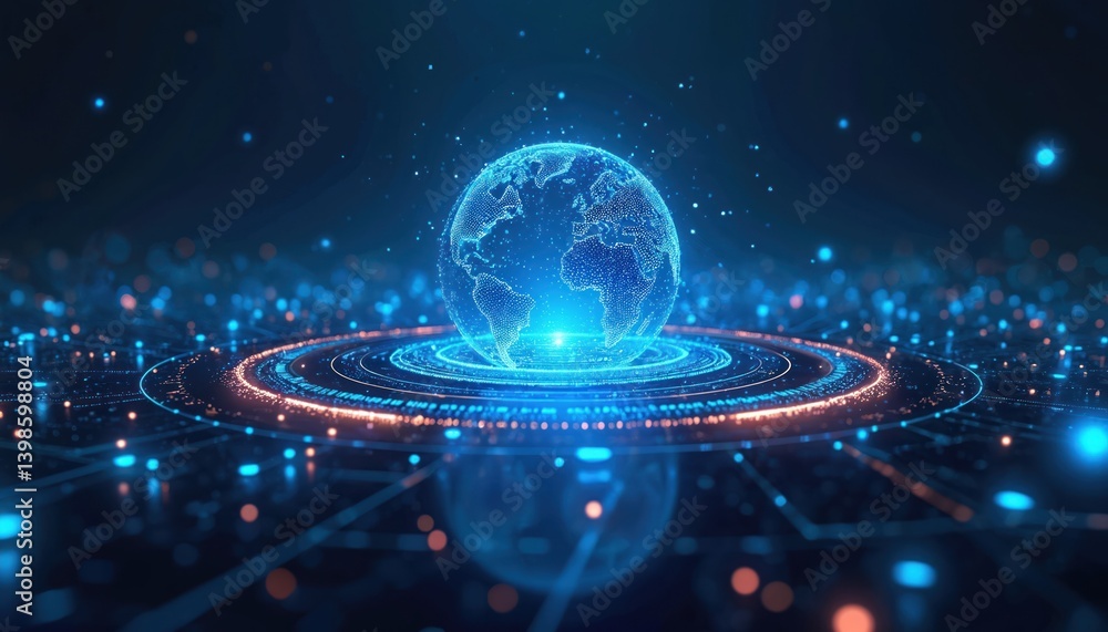 Aufkleber abstract futuristic globe tech concept. digital network, big data, global connection. business solut