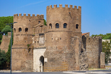 Porta San Paolo (Saint Paul Gate) which hosts the Museum of the Via Ostiense in Rome, Italy