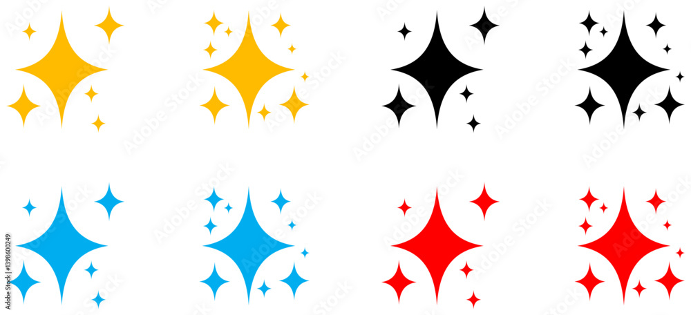 Wall mural sparkle stars icon set. shine icons for app user interface and web elements