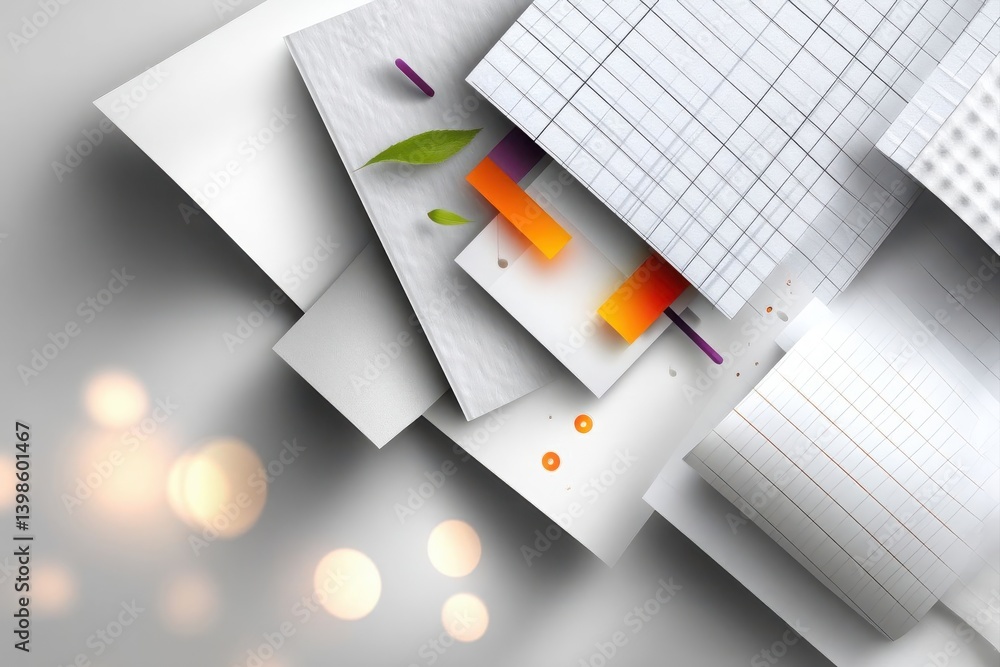 Poster abstract design of layered paper sheets with vibrant elements
