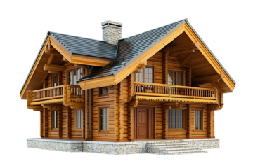 a wooden log cabin isolated white background on a transparent background, PNG image, PNG file, Generative art.
