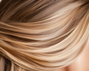 Fototapeta premium Close up blonde brunette human hair color gradient texture hairstyle beauty background