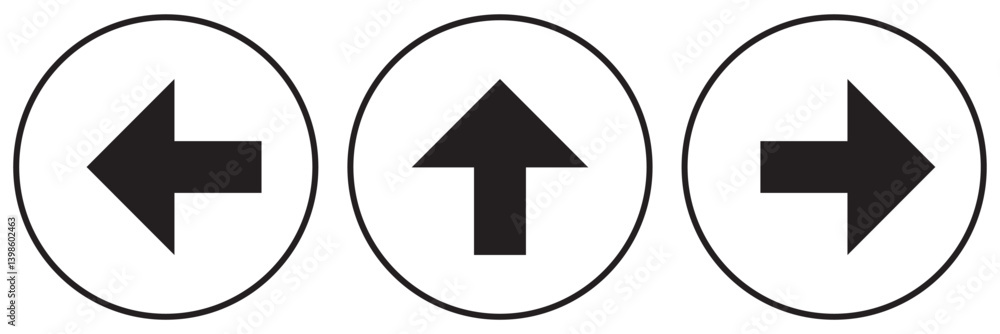 Poster set of one way only or this way only blue sign round floor marking adhesive sticker icon with direct