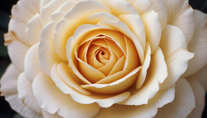Stunning macro shot of a blooming cream rose, showcasing the flower's intricate details.