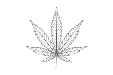 Cannabis Leaf: A Detailed Line Art Illustration