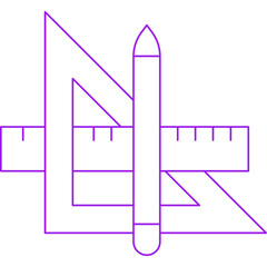 Pencil and Set Square single vector illustration icon