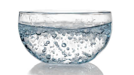 a glass filled with blue liquid with bubbles on a transparent background, PNG image, PNG file, Generative art.