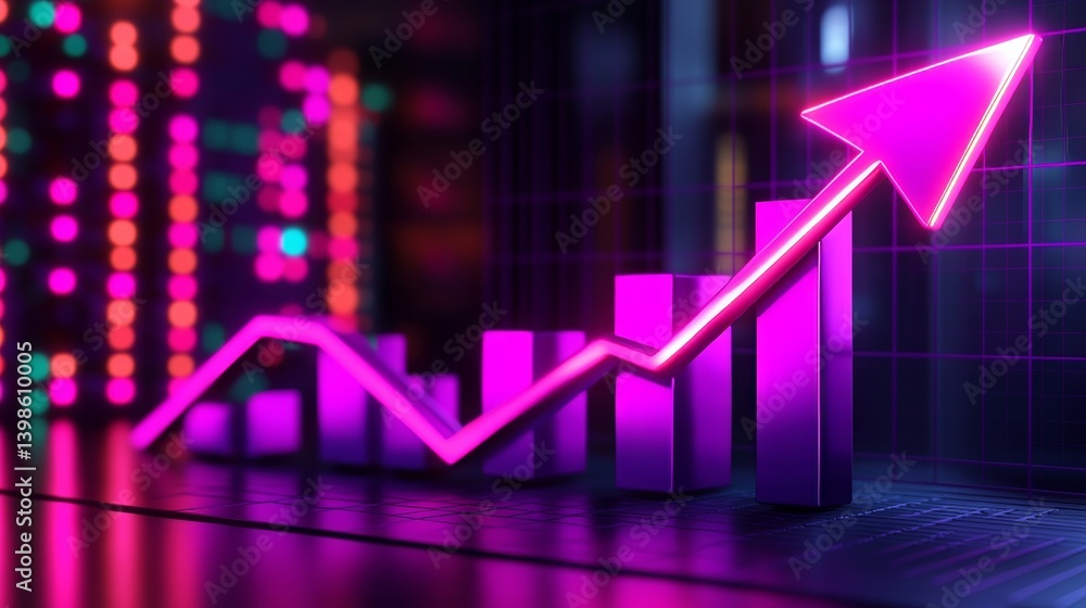 Poster 2026 business growth chart: high-tech metrics visualization with glowing 2026 in a modern office - i
