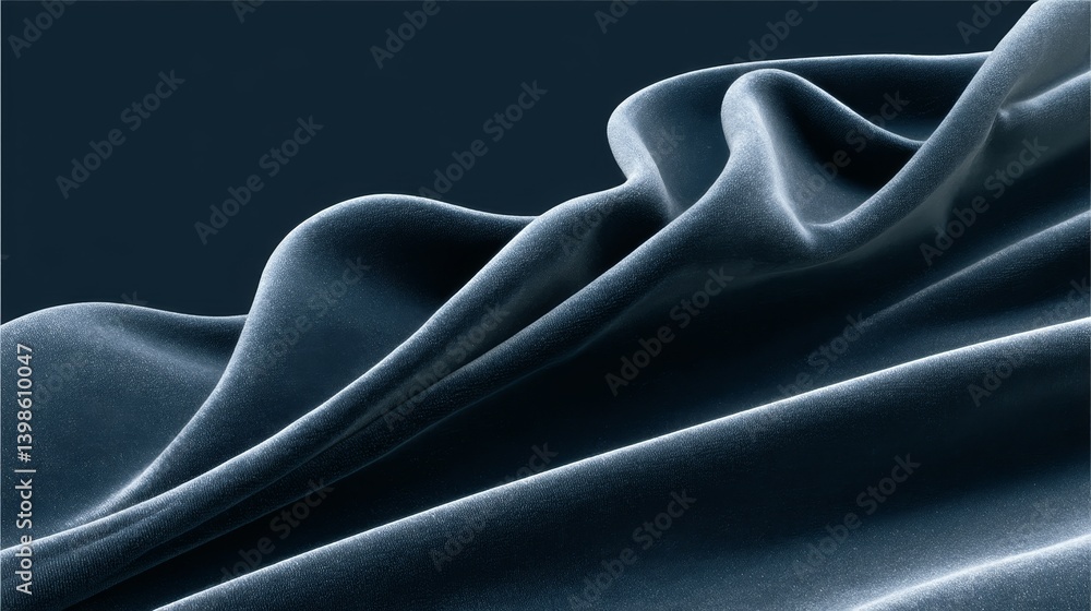 Poster A top-down view captures the lush texture of deep navy velvet, illuminated by soft lighting against a dark background, creating an elegant composition