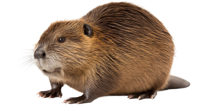 A brown beaver isolated on white or transparent background, png clipart