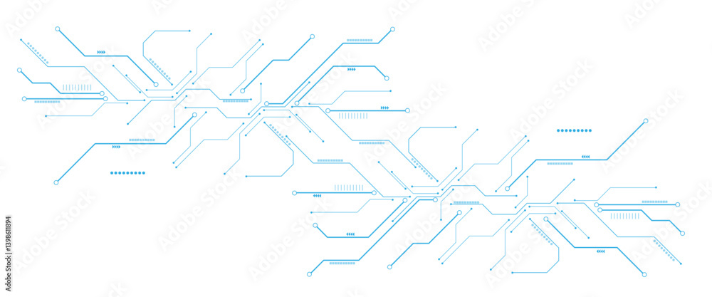 Poster High-tech circuit board connection system. Vector abstract technology on a white background.