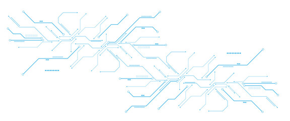 High-tech circuit board connection system. Vector abstract technology on a white background.