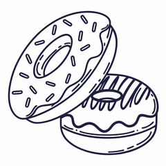 Donut  dessert line icons in a clean, AI-generated vector
