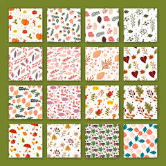 Vector pretty pastel seamless patterns. Endless texture for wallpaper,  Geometric pattern collection