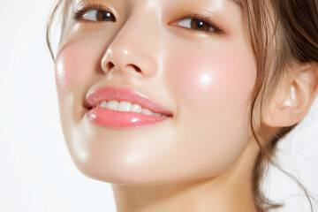 Portrait of a happy woman with glowing skin.