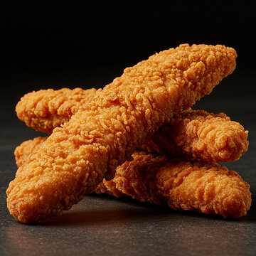 Crispy fried chicken tenders delicious snack food photography close up shot