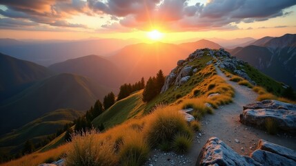 Early morning at Parnassos National Park in Greece, with sunny, hot summer weather, taken from above.