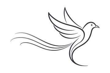 Obraz premium Elegant Dove Bird Line Art with Transparent Background Design