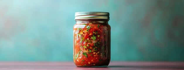 Minimalist Single Jar of Homemade Salsa