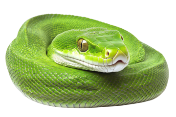 a green snake on a transparent background, PNG image, PNG file, Generative art.