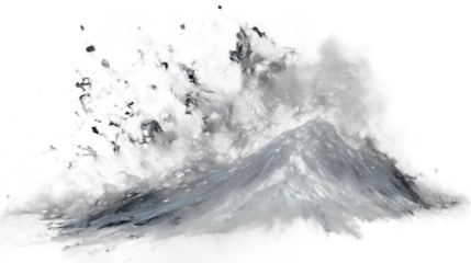 digital art of a volcano at night on a transparent background, PNG image, PNG file, Generative art.
