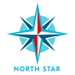 Obraz premium North Star Logo Icon for Navigation, Guidance, and Exploration on White Background