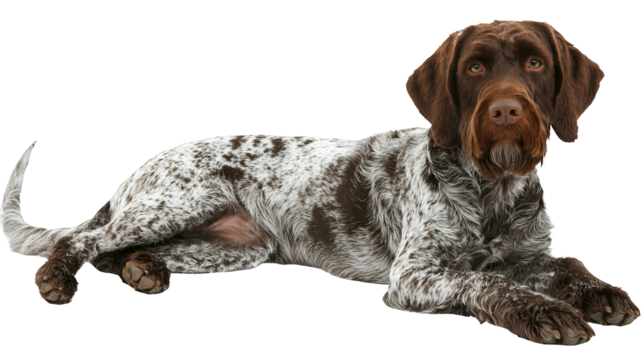 a brown and white dog laying down on a transparent background, PNG image, PNG file, Generative art.