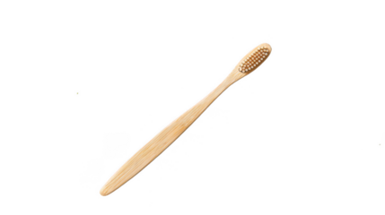 a bamboo toothbrush on a white background, png