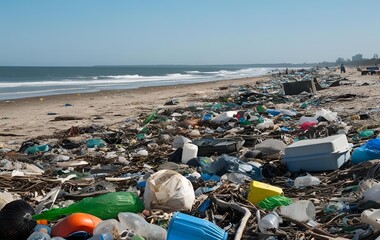 A lot of garbage on the beach